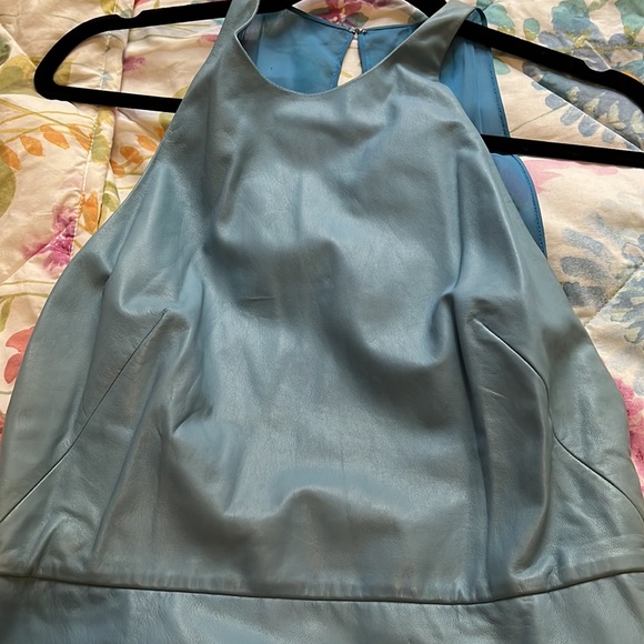 3.1 PHILLIP LIM MAINLINE BUTTER SOFT LEATHER HALTER DRESS IN POWDER BLUE 4 - Picture 7 of 7